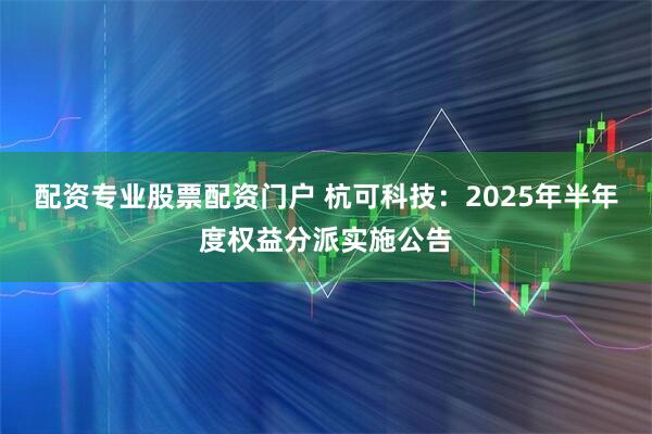 配资专业股票配资门户 杭可科技：2025年半年度权益分派实施公告